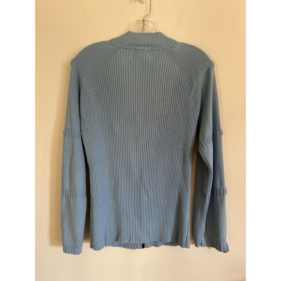 Just B Crystal Grommet Ribbed Zip Cardigan Sweater M Baby Blue E-Girl Y2K - Picture 8 of 12
